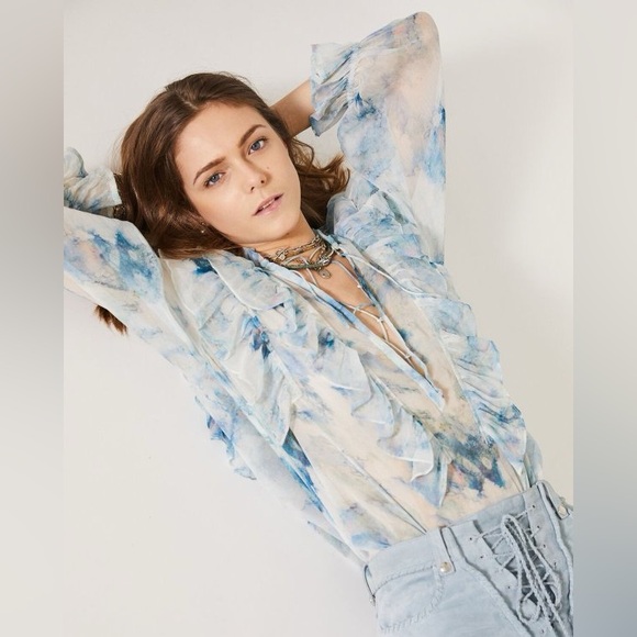 IRO Tops - IRO | Cruis Ruffle Lace-Up Blouse